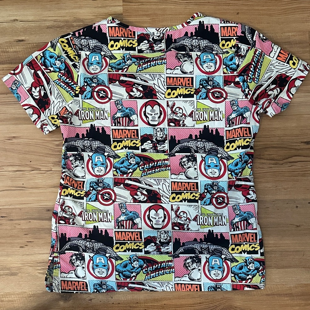 Marvel Multicolor Comic Print Scrub Top - image 3